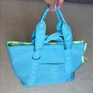 Isaac Mizrahi Blue Pet Tote with Double Handles and Foldable Design